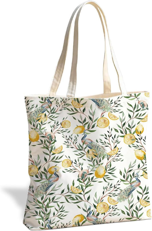 Fruit Canvas Tote Bag, Reusable Cute Shoulder Bag for Shopping Travel