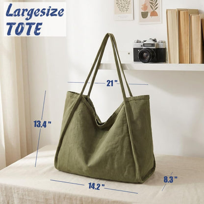 ALUDAPIJU Casual Canvas Tote Bag for Women Large Slouchy Hobo Shoulder Bag for Work Travel Tote Purse Handbags Message Bags