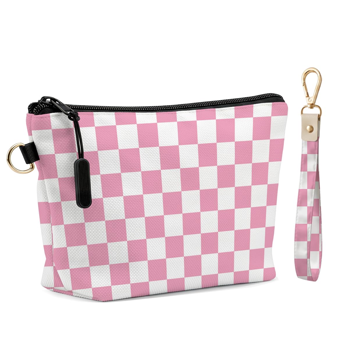 Fokongna Makeup Bag with Matching Keychain Wristlet, Floral Cosmetic Bag