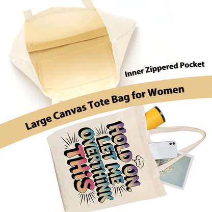 Sarcastic Canvas Tote Bag Funny Minimalist Humor Gift for Women Sister Birthday Christmas Weekender Beach Bag