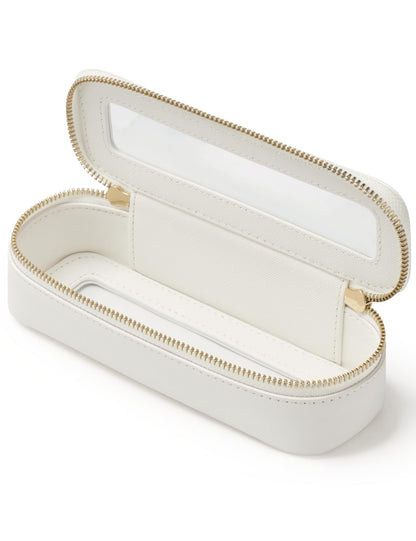 Popvibe Clear Makeup Case White Toiletry Bag Travel Large Clear Cosmetic Bag with Zipper, Big Make Up Bag Organizer Women Traveling TSA Approved Transparent Bag Car for Essentials