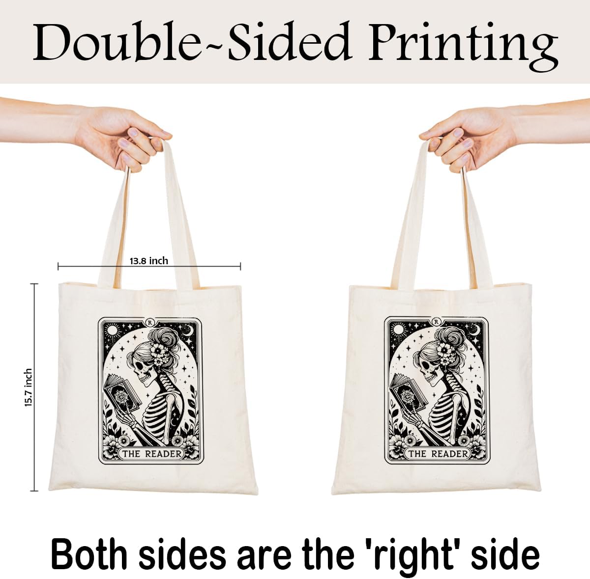 Literary Reusable Tote Bag, Creative Text Design for Book Lovers and Readers, for Work School Travel Shopping