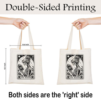 Literary Reusable Tote Bag, Creative Text Design for Book Lovers and Readers, for Work School Travel Shopping