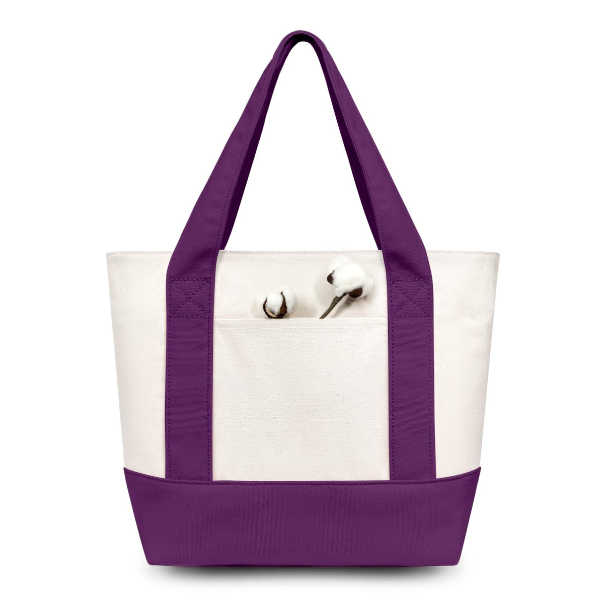 TOPDesign 1 | 3 | 6 | 30 Pack Canvas Tote Bag with an External Pocket, Reusable Grocery Shopping Bag, Top Zipper Closure, Daily Essentials (Black/Natural Pack of 1)