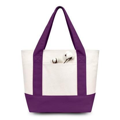 TOPDesign 1 | 3 | 6 | 30 Pack Canvas Tote Bag with an External Pocket, Reusable Grocery Shopping Bag, Top Zipper Closure, Daily Essentials (Black/Natural Pack of 1)