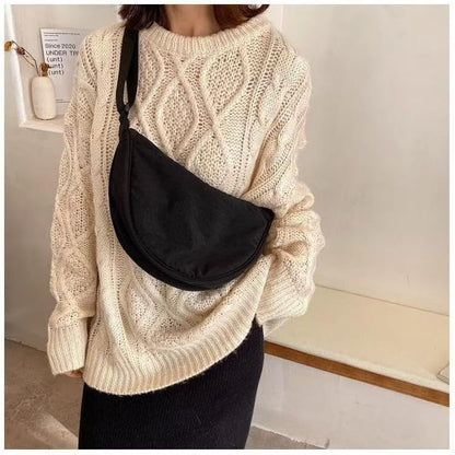 crescent shaped crossbody bag, lightweight work travel shoulder bag, casual sling bag