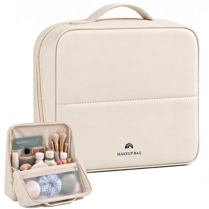 Travel Makeup Bag with Magnetic Fold-Down Flap