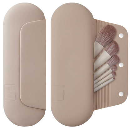 AGIKET Soft Silicone Makeup Brush Holder Large Travel Portable Cosmetic Bag