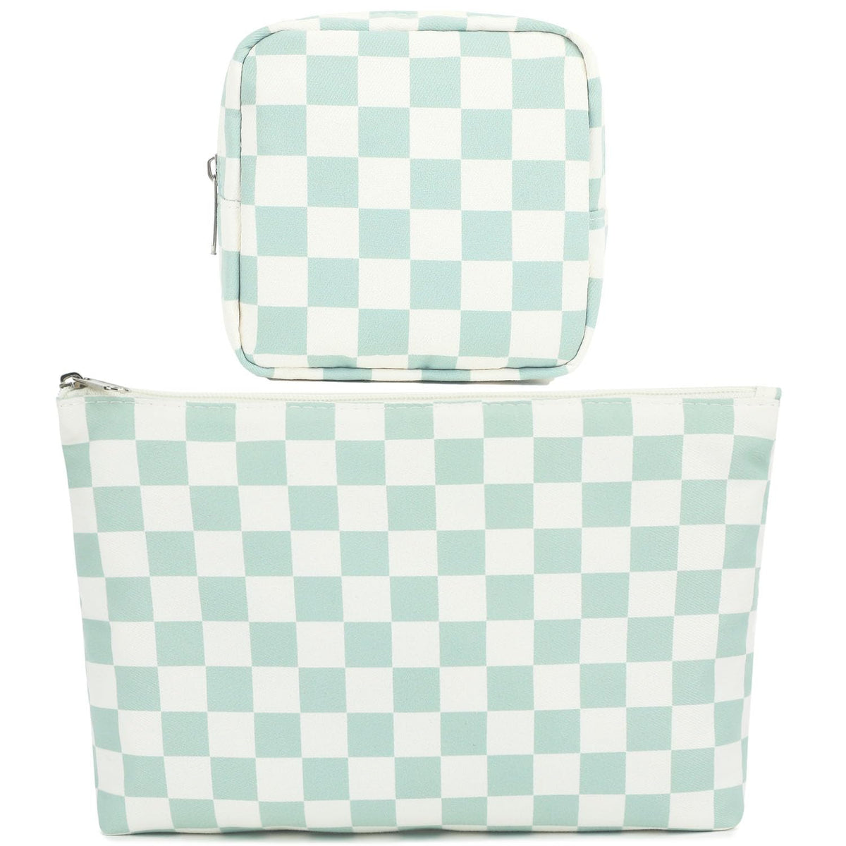 Fammart Checkered Makeup Bag, Corduroy Travel Cosmetic Bag Organizer Toiletry Bag Make Up Bags with Zipper & Compartments for Women Girls