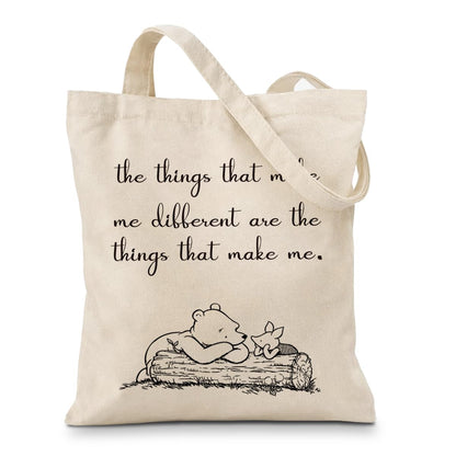 Cute Bear Canvas Tote Bag for Women, Friendship Shoulder Bag