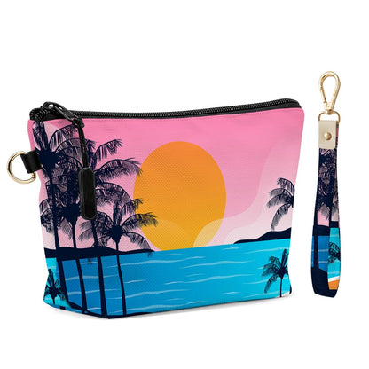 Fokongna Makeup Bag with Matching Keychain Wristlet, Floral Cosmetic Bag