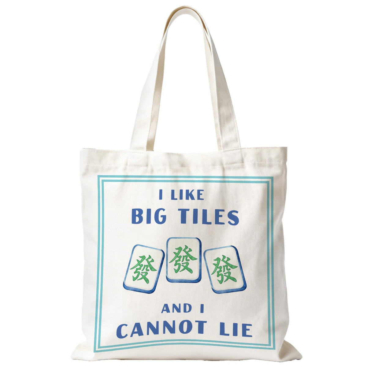 Mahjong Tote Bag for Women, Canvas Gifts and Accessories for Players, Reusable Grocery Beach Everyday Carry Bag