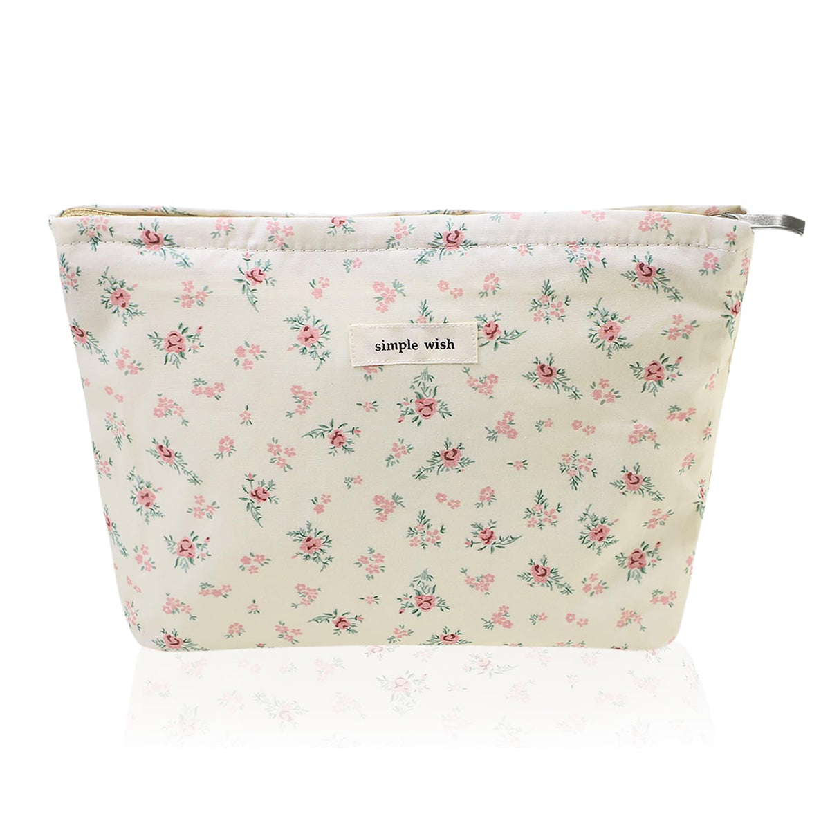 Wudygirl Makeup Bag for Women Travel Cosmetic Bag 10.5"x7.5" Beige