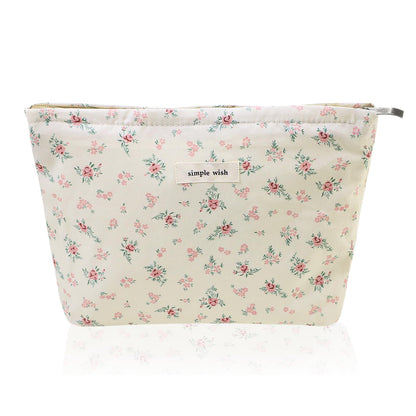 Wudygirl Makeup Bag for Women Travel Cosmetic Bag 10.5"x7.5" Beige