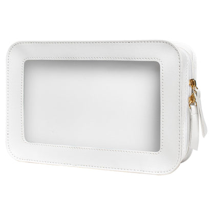LETGO Clear Makeup Bags, TSA Approved Toiletry Bag with Zipper,Transaparent Beach Makeup Organizer Bag for Beach Travel Essentials,Clear Cosmetic Bags for Women Men(O-Beige)