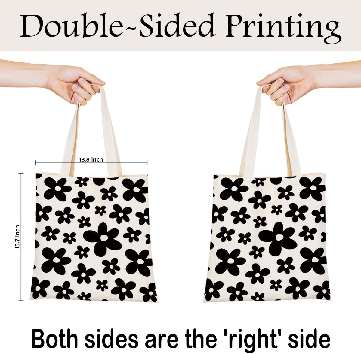 Floral Tote Bag, Soft Aesthetic Canvas Carryall for Daily Shopping Commute