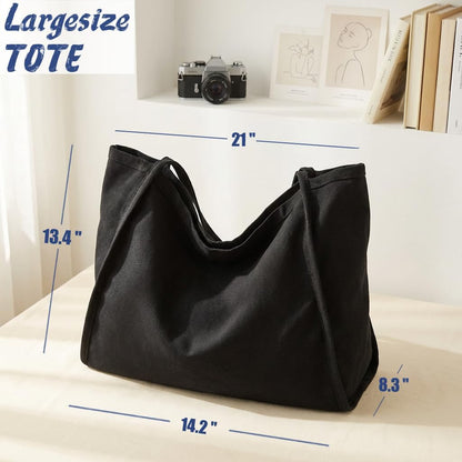 ALUDAPIJU Casual Canvas Tote Bag for Women Large Slouchy Hobo Shoulder Bag for Work Travel Tote Purse Handbags Message Bags
