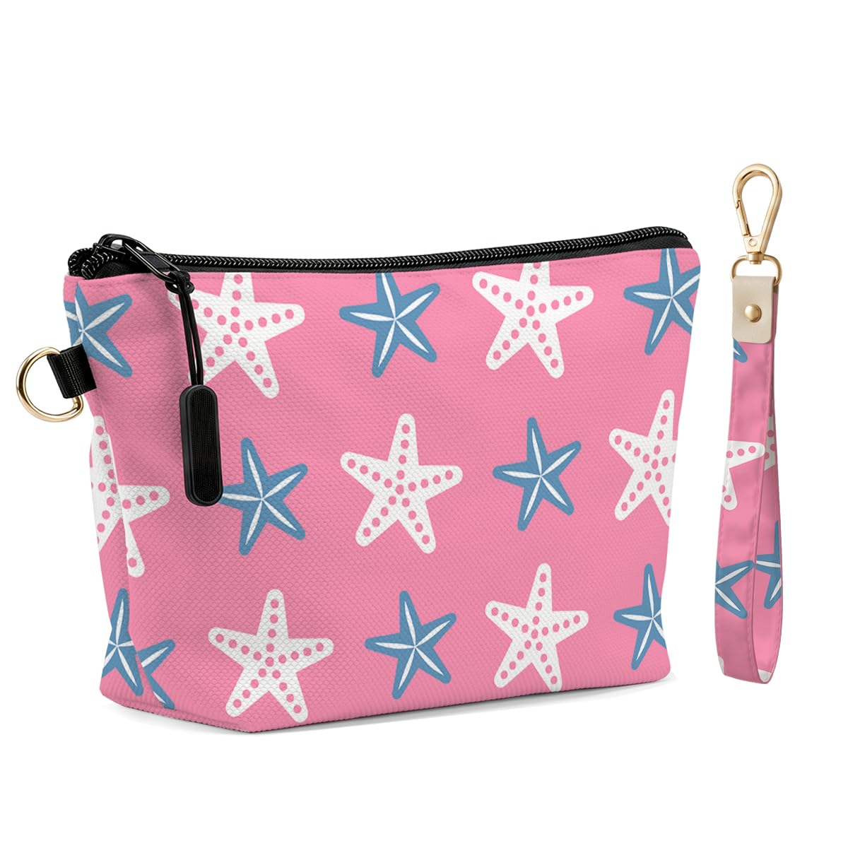 Fokongna Makeup Bag with Matching Keychain Wristlet, Floral Cosmetic Bag