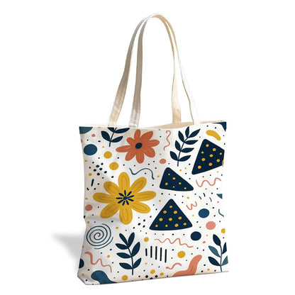 Floral Tote Bag, Soft Aesthetic Canvas Carryall for Daily Shopping Commute