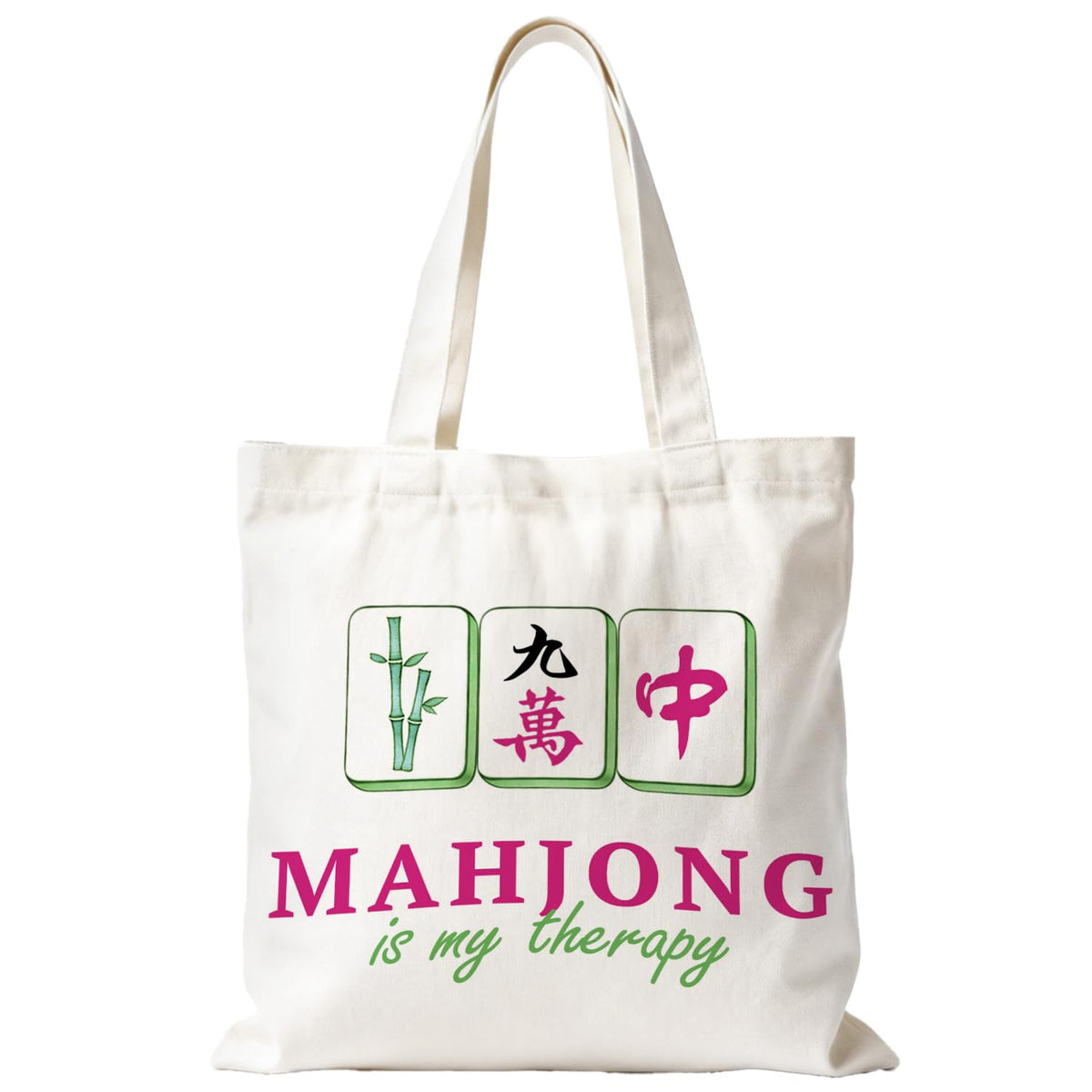 Mahjong Tote Bag for Women, Canvas Gifts and Accessories for Players, Reusable Grocery Beach Everyday Carry Bag