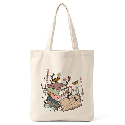 Cute Canvas Tote Bag for Women, Aesthetic Reusable Shoulder Bag, Graphic Reusable Grocery Tote Bag for Shopping, Work