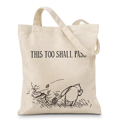 Cute Bear Canvas Tote Bag for Women, Friendship Shoulder Bag