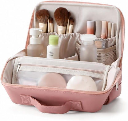Standing Travel Makeup Bag, Large Cosmetic and Toiletry Bag Organizer