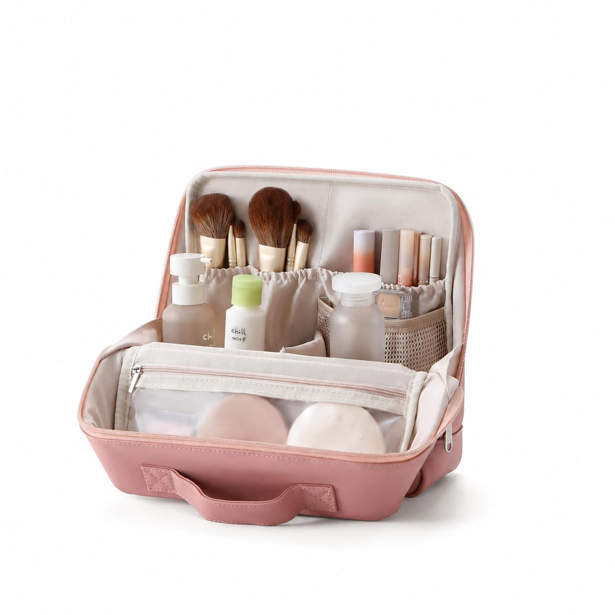 Standing Travel Makeup Bag, Large Cosmetic and Toiletry Bag Organizer