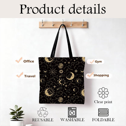 Funny Canvas Tote Bag, Reusable Shoulder Bag for Shopping Library Travel