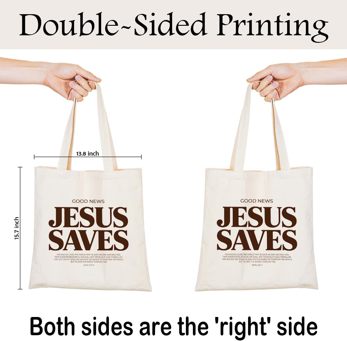 Christian Canvas Tote Bag for Women, Inspirational Faith Shoulder Bag