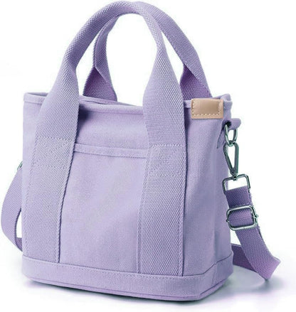 Small Tote Bag with Zipper, Canvas Multi-Pocket Crossbody Bag Shoulder Bag Satchel Hobo Bag