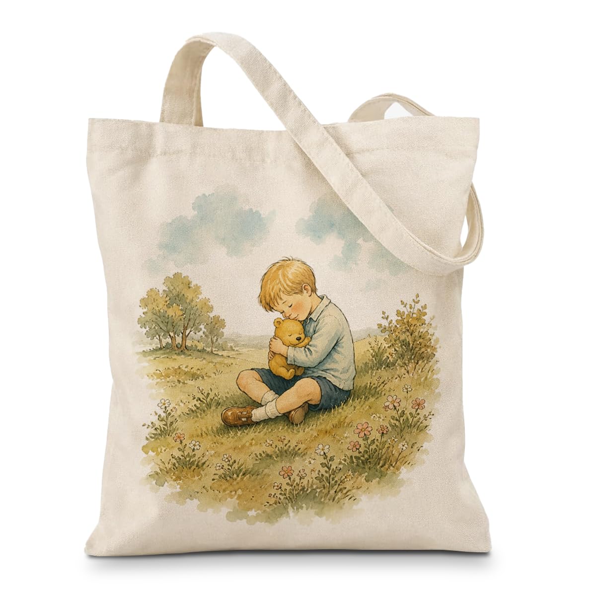 Cute Bear Canvas Tote Bag for Women, Friendship Shoulder Bag
