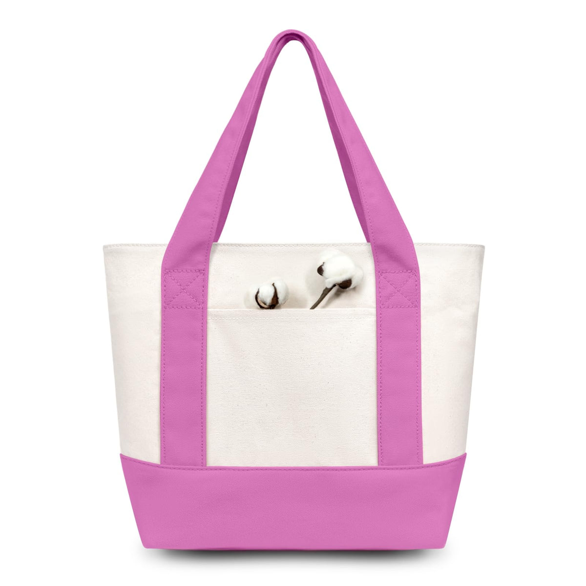 TOPDesign 1 | 3 | 6 | 30 Pack Canvas Tote Bag with an External Pocket, Reusable Grocery Shopping Bag, Top Zipper Closure, Daily Essentials (Black/Natural Pack of 1)