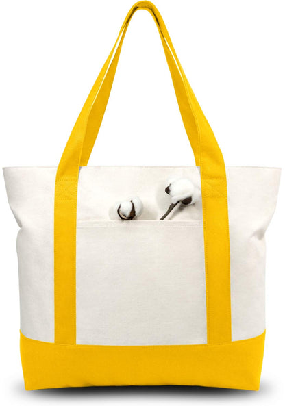 TOPDesign 1 | 3 | 6 | 30 Pack Canvas Tote Bag with an External Pocket, Reusable Grocery Shopping Bag, Top Zipper Closure, Daily Essentials (Black/Natural Pack of 1)