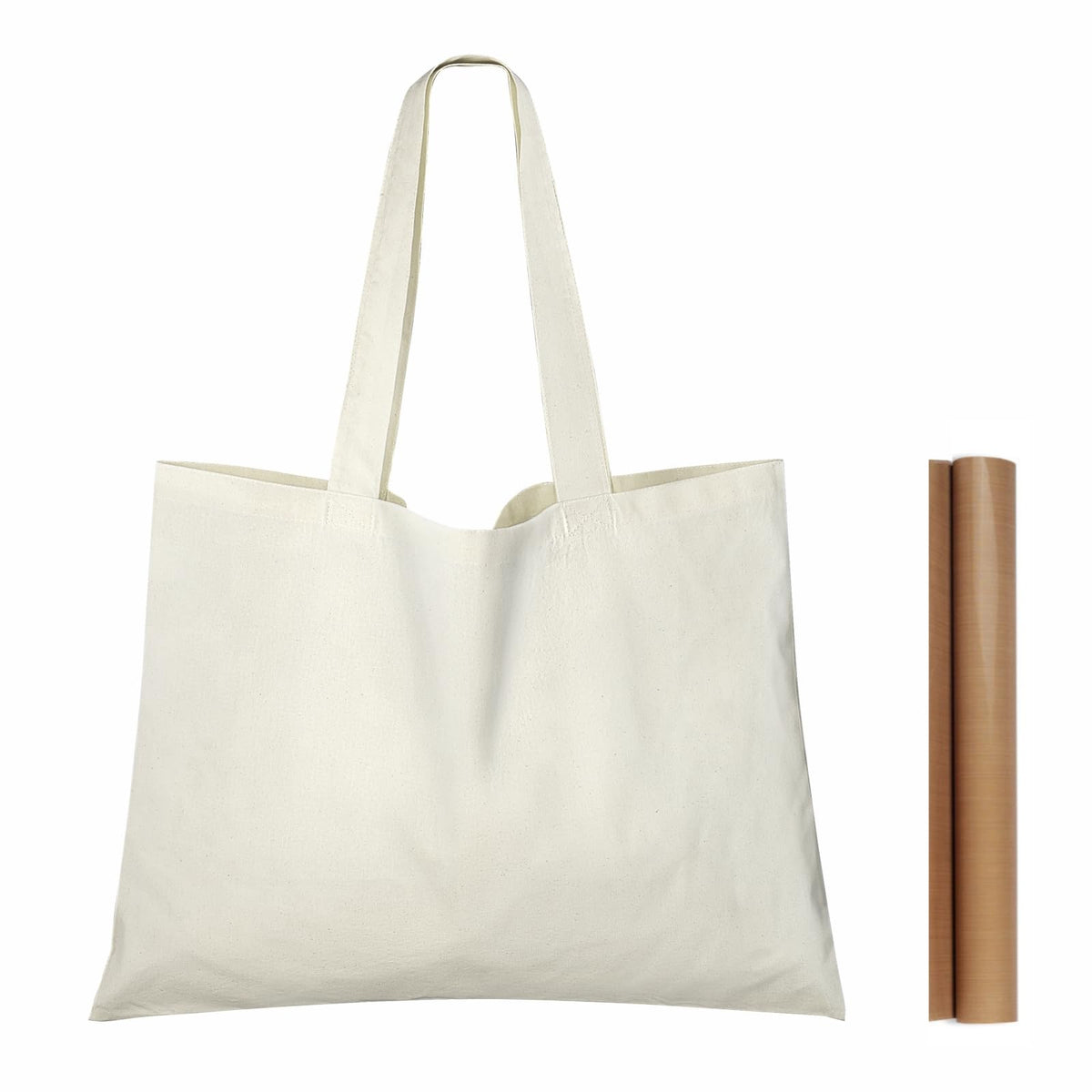 NPBAG 5 | 15 | 25 | 50 Pack 15'' X 16'' Natural Cotton Tote Bags, Lightweight Blank Bulk Cloth bags with 1pc of PTFE Teflon Sheet (5-Pack)