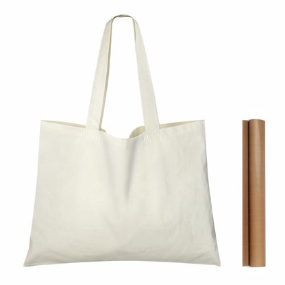 NPBAG 5 | 15 | 25 | 50 Pack 15'' X 16'' Natural Cotton Tote Bags, Lightweight Blank Bulk Cloth bags with 1pc of PTFE Teflon Sheet (5-Pack)