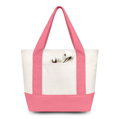 TOPDesign 1 | 3 | 6 | 30 Pack Canvas Tote Bag with an External Pocket, Reusable Grocery Shopping Bag, Top Zipper Closure, Daily Essentials (Black/Natural Pack of 1)