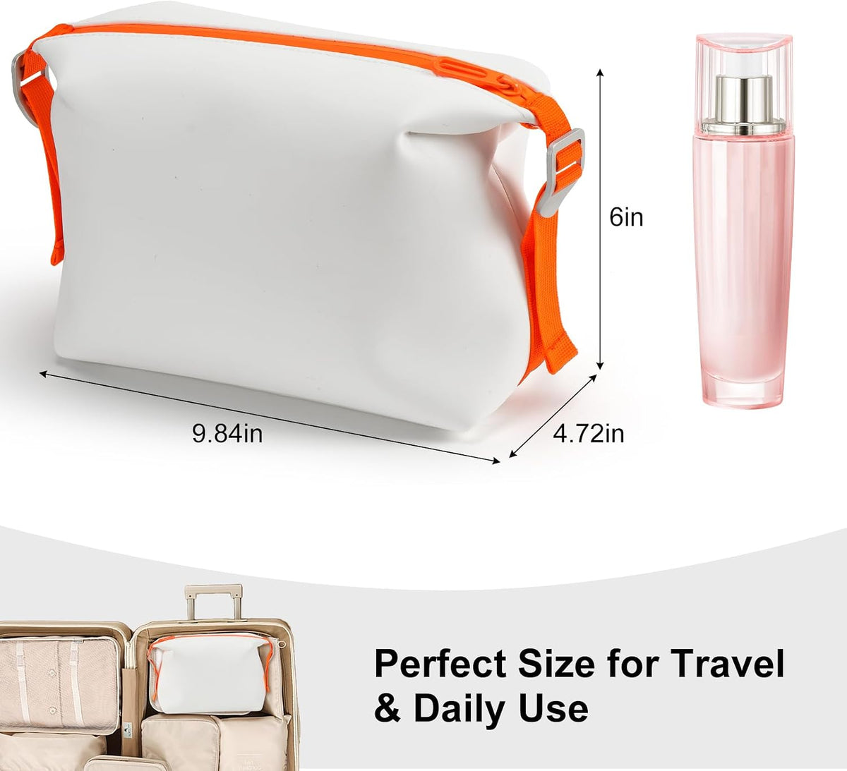 Premium Silicone Toiletry Bag for Men & Women, Compact Leak-Resistant Travel Organizer with Heavy-Duty Zipper, Easy-to-Clean Grooming Bag – Original 6"x 9.84" 4.5L,White
