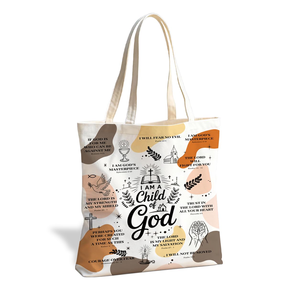 Christian Canvas Tote Bag for Women, Inspirational Faith Shoulder Bag