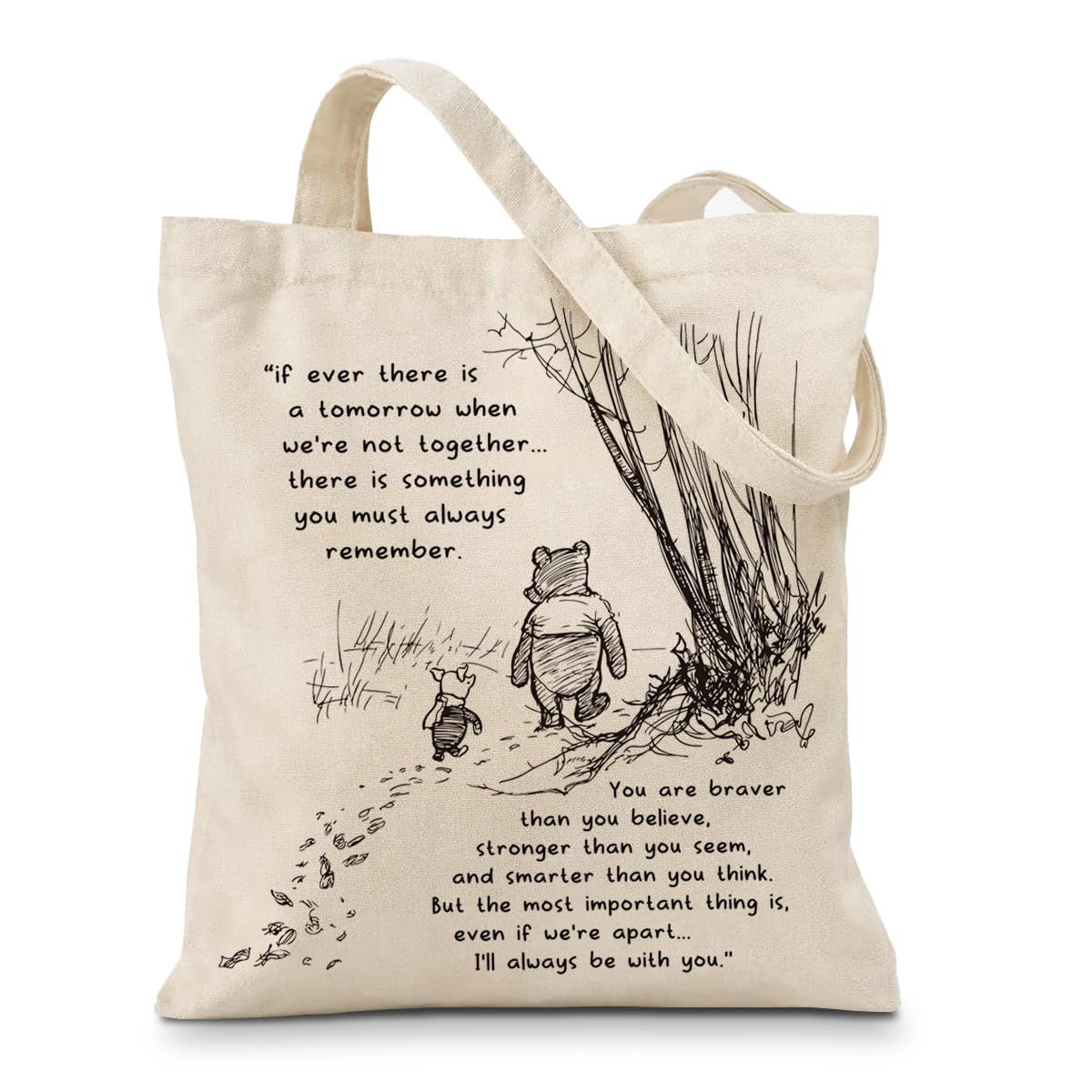 Cute Bear Canvas Tote Bag for Women, Friendship Shoulder Bag