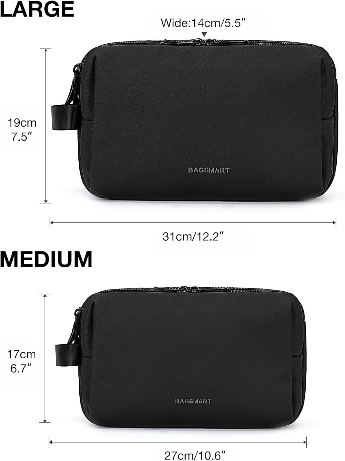 BAGSMART Toiletry Bag for Men, Travel Toiletry Organizer Dopp Kit Water-resistant Shaving Bag for Toiletries Accessories, Door Room Essentials,Green-medium