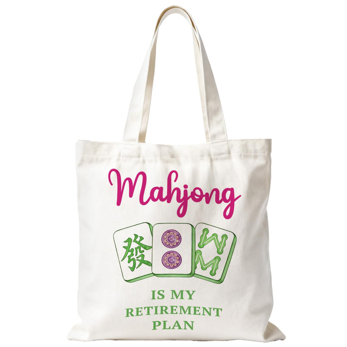 Mahjong Tote Bag for Women, Canvas Gifts and Accessories for Players, Reusable Grocery Beach Everyday Carry Bag