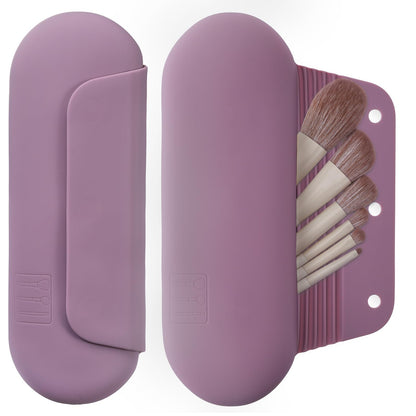 AGIKET Soft Silicone Makeup Brush Holder Large Travel Portable Cosmetic Bag