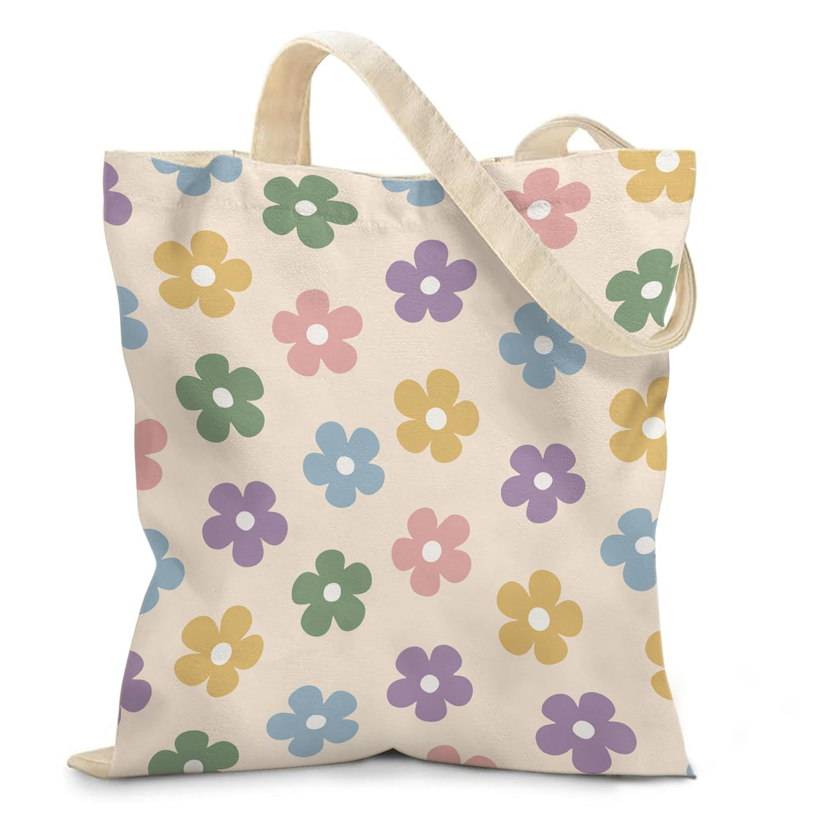 Aesthetic Canvas Tote Bag for Women - with Magnetic Snap Closure & Zipper Inner Pocket Reusable Bag for Shopping