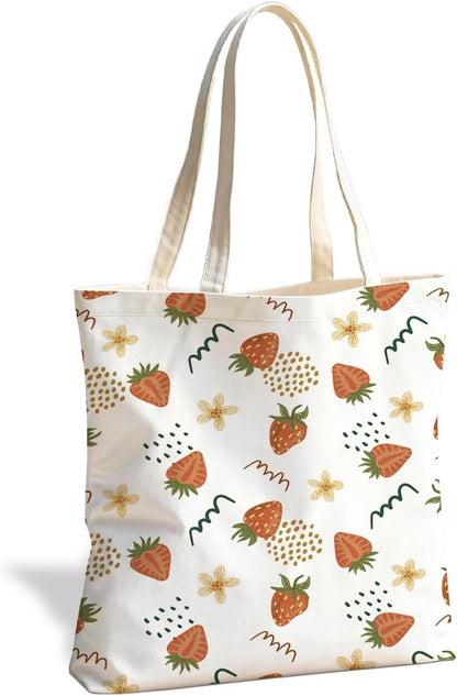 Fruit Canvas Tote Bag, Reusable Cute Shoulder Bag for Shopping Travel
