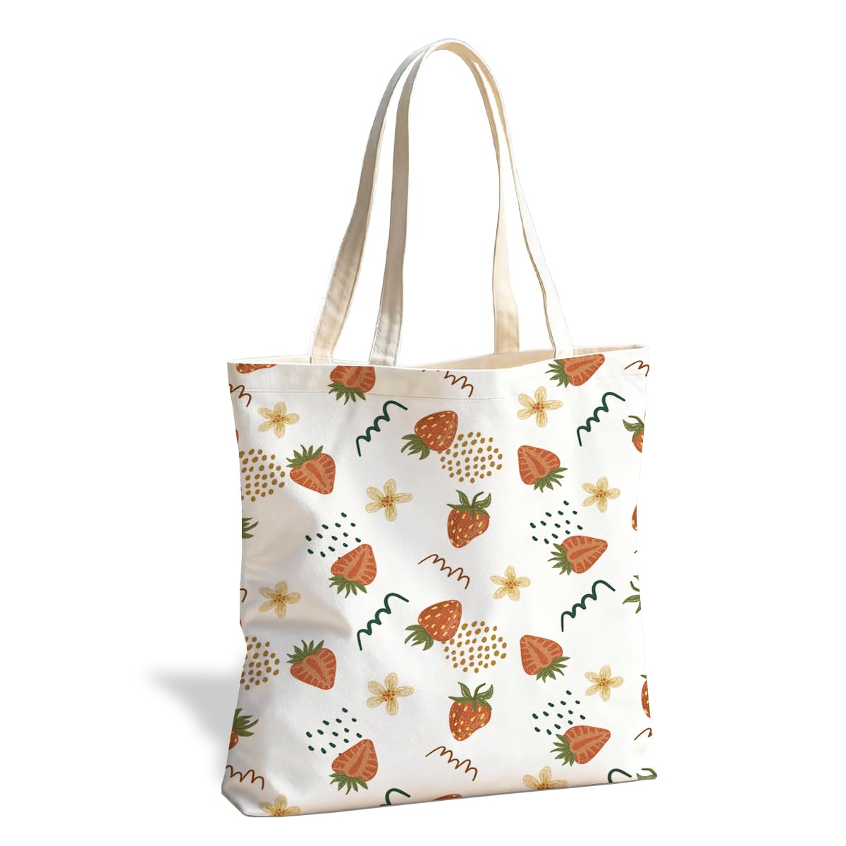 Fruit Canvas Tote Bag, Reusable Cute Shoulder Bag for Shopping Travel