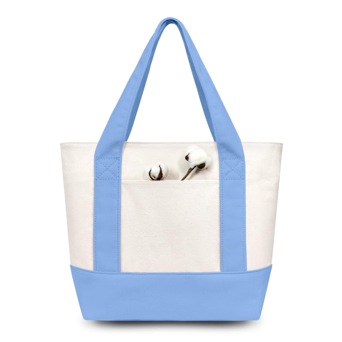 TOPDesign 1-Pack Canvas Tote Bag with an External Pocket, Reusable Grocery Shopping Bag, Top Zipper Closure, Daily Essentials (Brown/Natural)