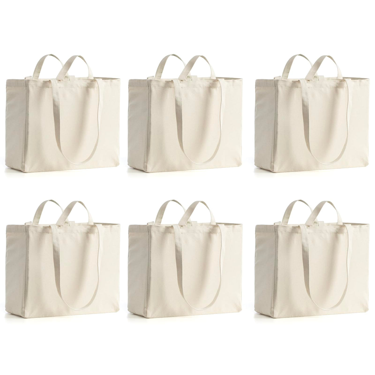 LINICE 3 Pack Canvas Grocery Bags with Long Shoulder Strap and Short Handle