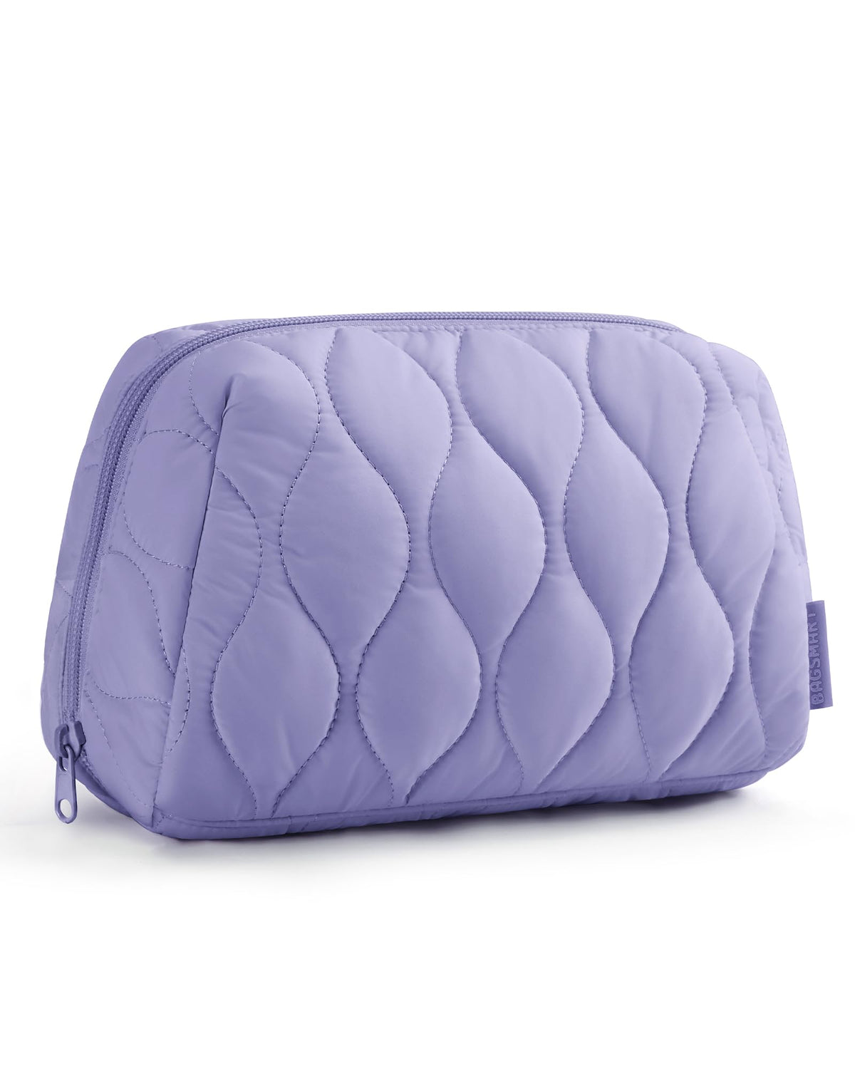 BAGSMART Makeup Bag, Travel Cosmetic Bag, Puffy Padded Make Up Bag for Women, Makeup Organizer Case, Wide-open Pouch Purse, Travel Essentials, Toiletries Accessories Brushes (Purple)
