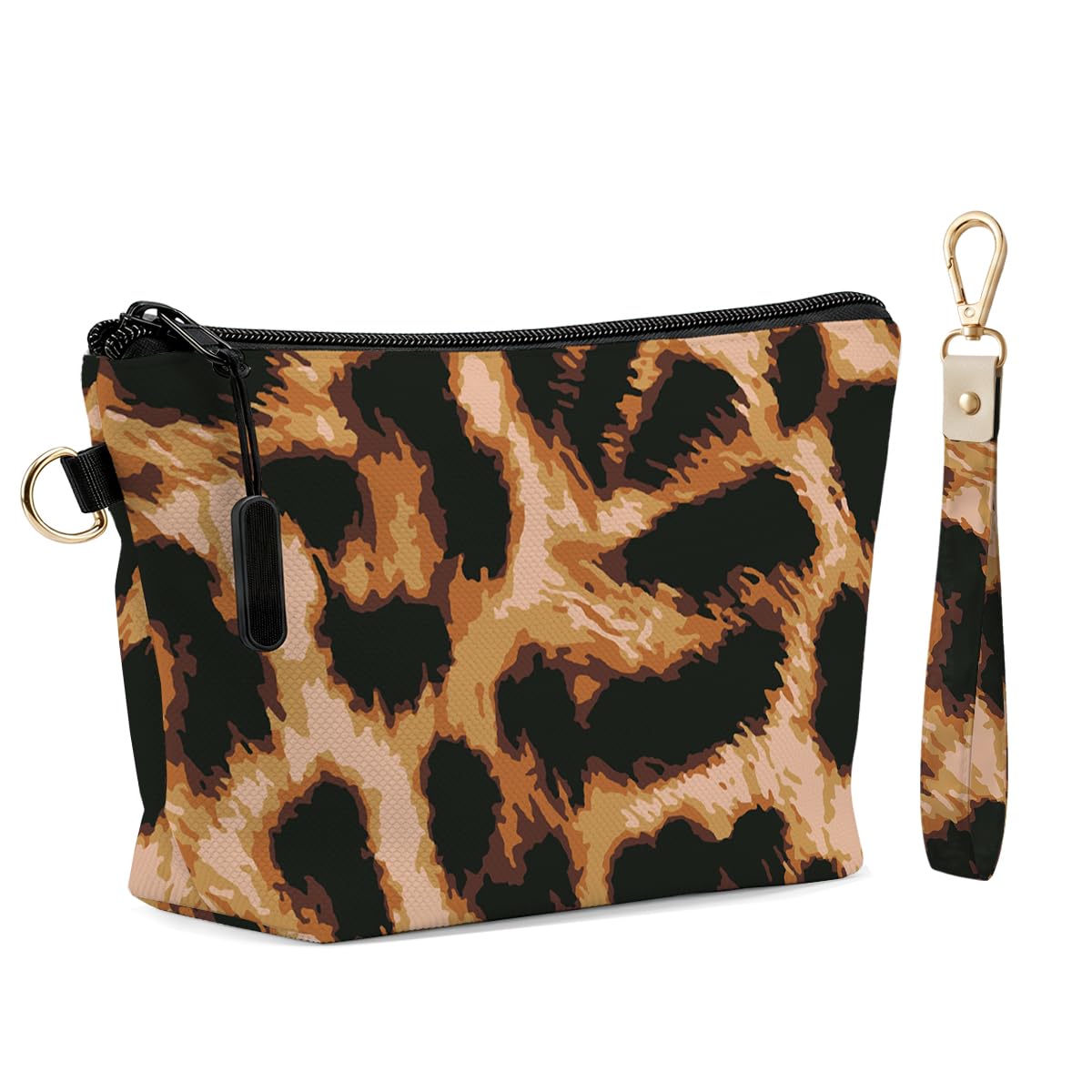 Fokongna Makeup Bag with Matching Keychain Wristlet, Floral Cosmetic Bag